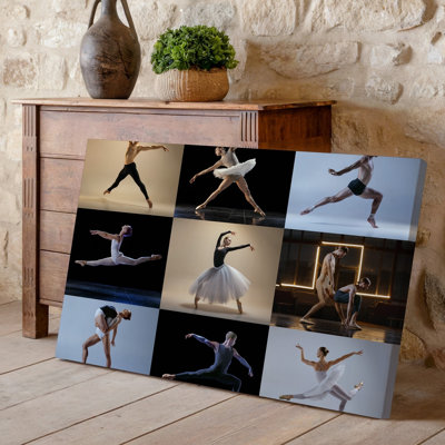 Toile «Un collage dynamique capturant l’essence de la danse» avec une variété de danseurs dans des poses expressives