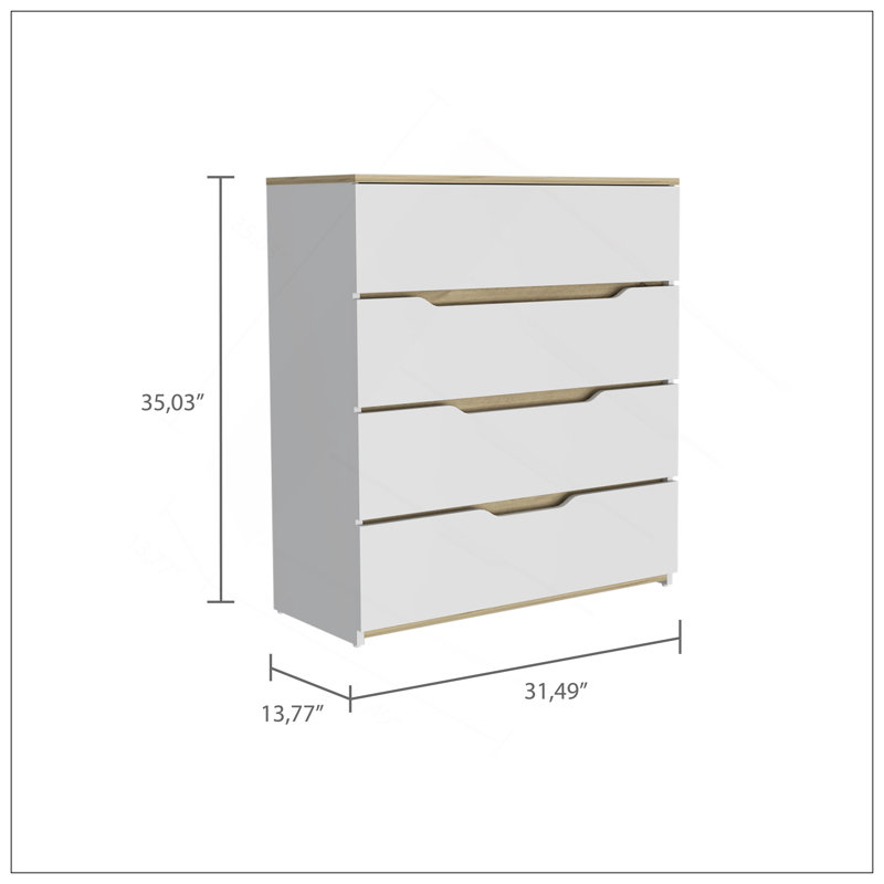 Commode Zoe, plateau supérieur, quatre tiroirs