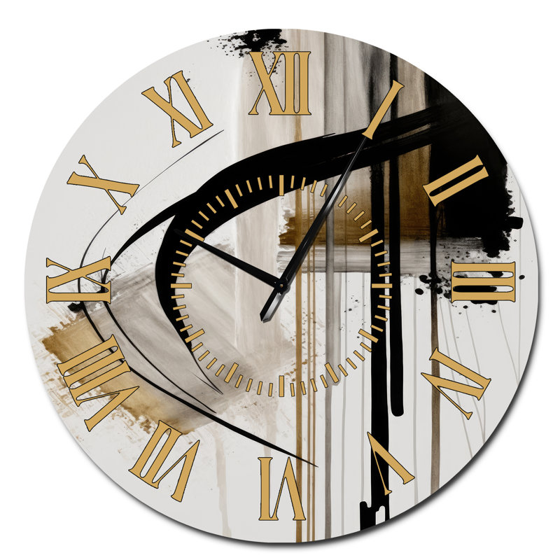 Horloge murale noire, blanche et dorée Expression I, Surdimensionné