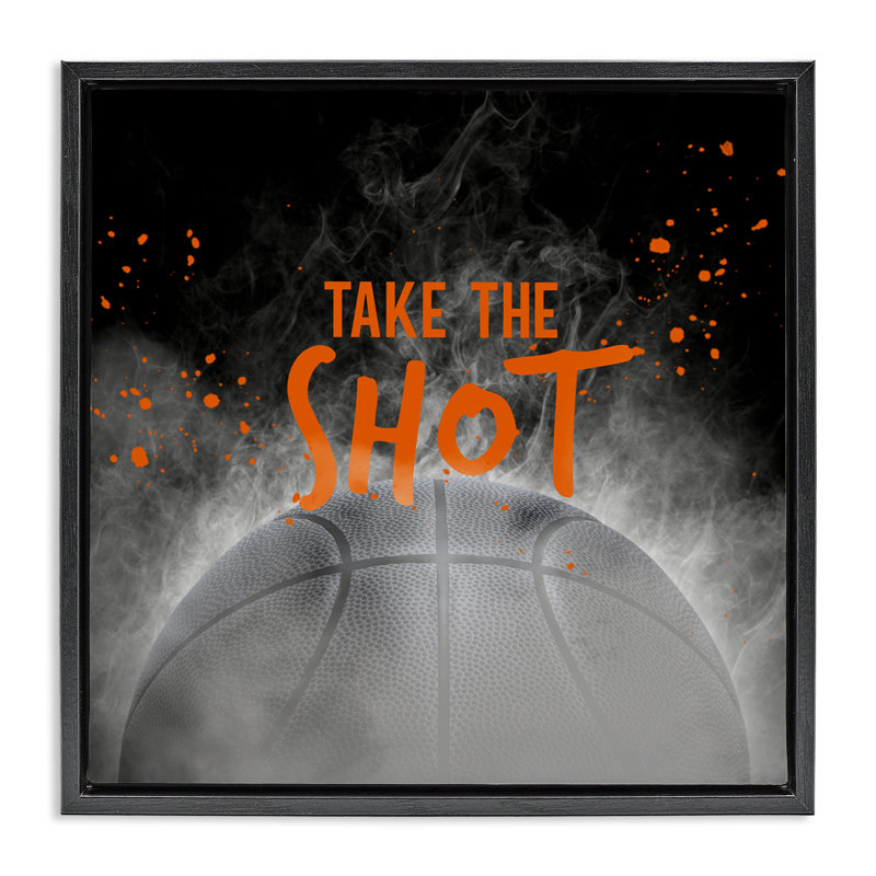 Cadre flottant Take The Shot Basketball, design par Kim Allen, Cadre flottant noir de jais, H 18 po x l 18 po