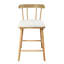 Tabouret de comptoir d'intérieur en bois rembourré, finition naturelle avec revêtement beige, style Windsor, ensemble de 4-951012720