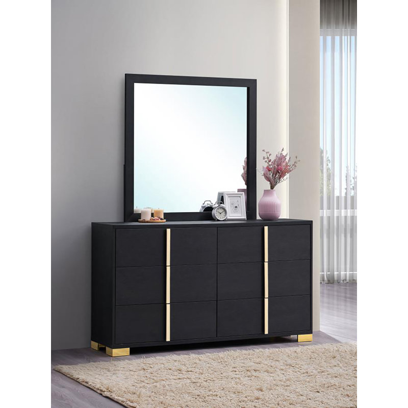Commode 6 tiroirs avec miroir Getty, Noir