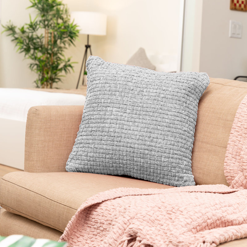 Chenille Cotton Throw Pillow, Gray