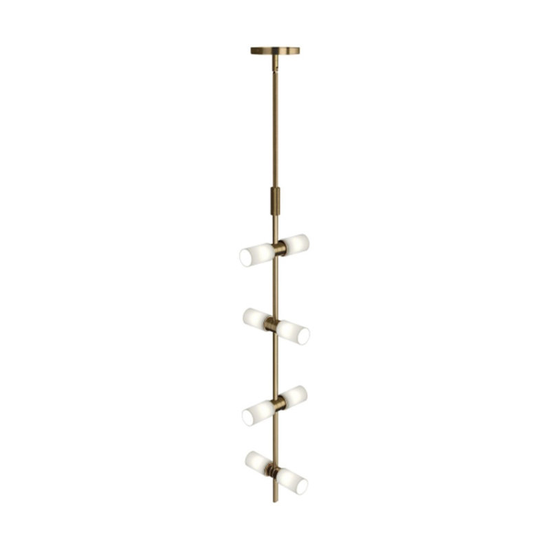Lustre suspendu léger sur rail moderne, Laiton antique, Transparent, 9” Length x 9” Width x 42” Height