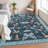 Floral Machine Washable Rug with Non-Slip Backing, Soft Thin Low Pile Non Shedding Floor Carpet, Indoor Foldable Printed Accent Mat for Living Room/Nursery/Bedroom-1752083390
