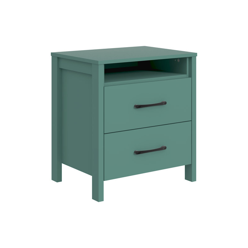 Table de chevet 2 tiroirs 22,7 po Pruitt, Vert, Individuel