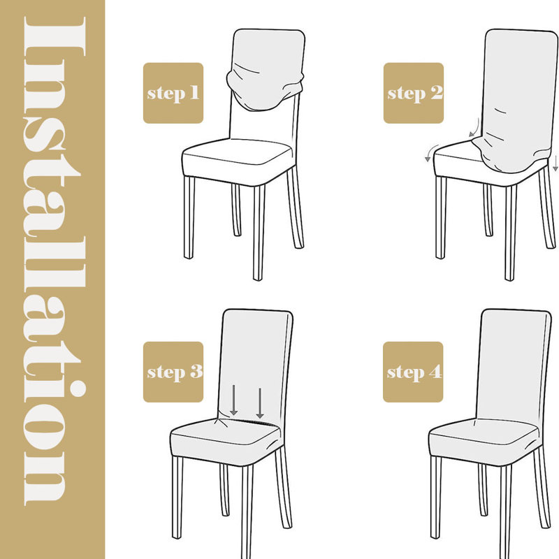 Housse pour chaise de salle à manger, Polyester blanc / bleu marine