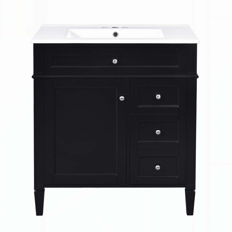 Meuble-lavabo moderne avec tiroirs multiples et options de rangement avancées, Noir
