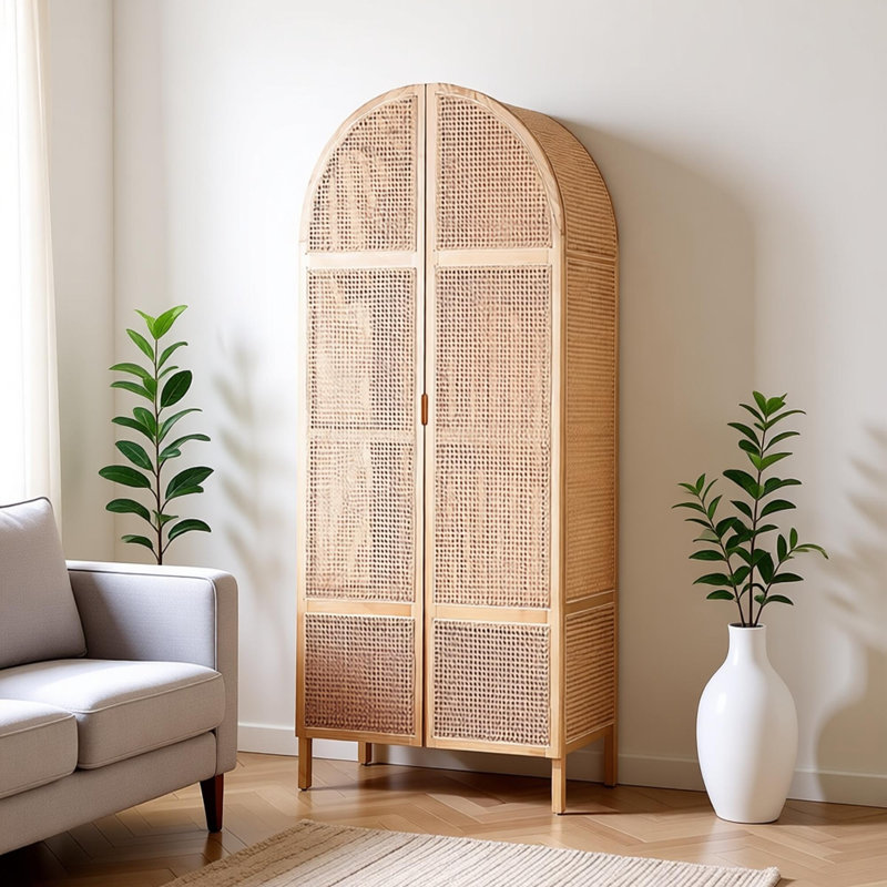 Armoire de rangement minimaliste de style moderne en rotin