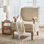 Amilio 28" W Farmhouse Polyester Armchair with Solid Wood Legs