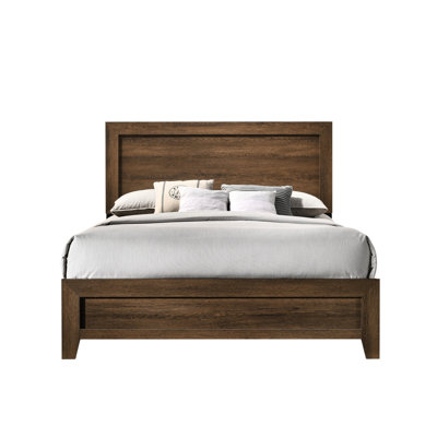 King Size Bedroom Panel Bed In Oak - No Box Spring, Ensuring A Peaceful Sleep Environment Modern Oak, 12 Slat Structure, Spring