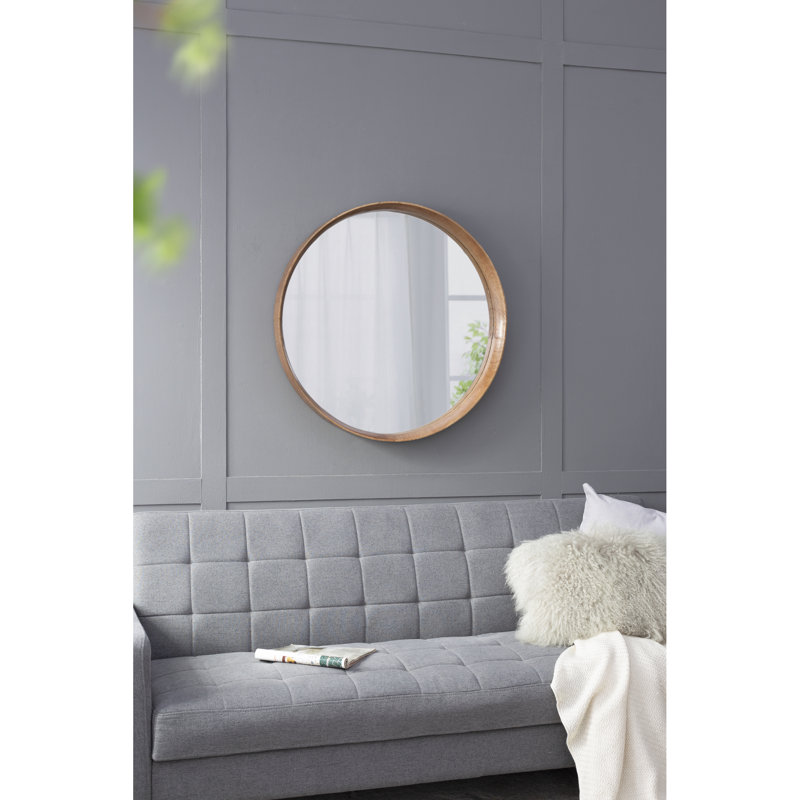 Miroir mural en bois de pin de 31,5 po pour salle de bain et salon