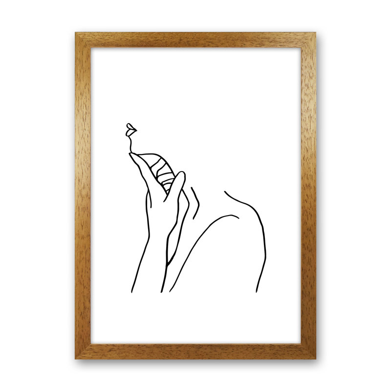 Finger On Chin - No Frame Print, 34cm H x 25cm W x 3cm D, Oak Frame