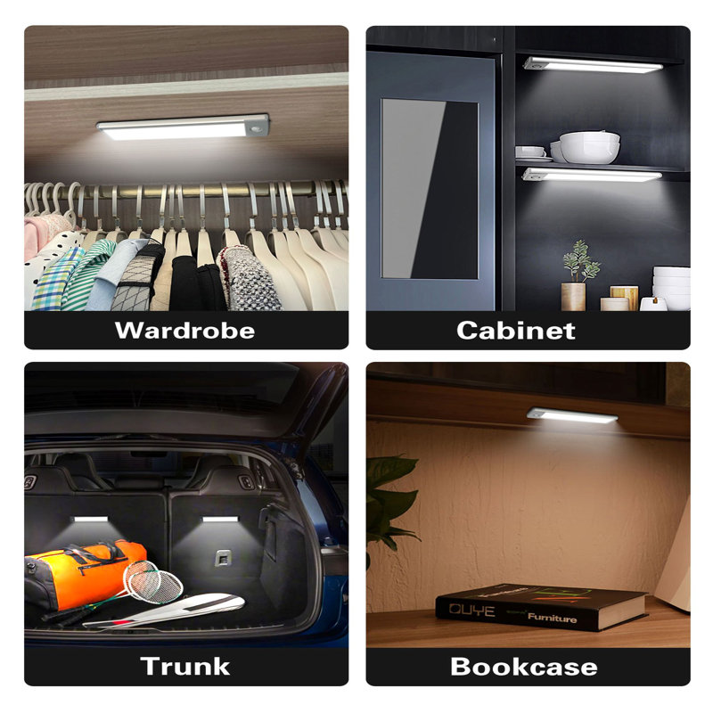 Portable Under Cabinet LED Light Wireless Motion Sensor, 8 inch Rechargeable Cool Light, Cool Light