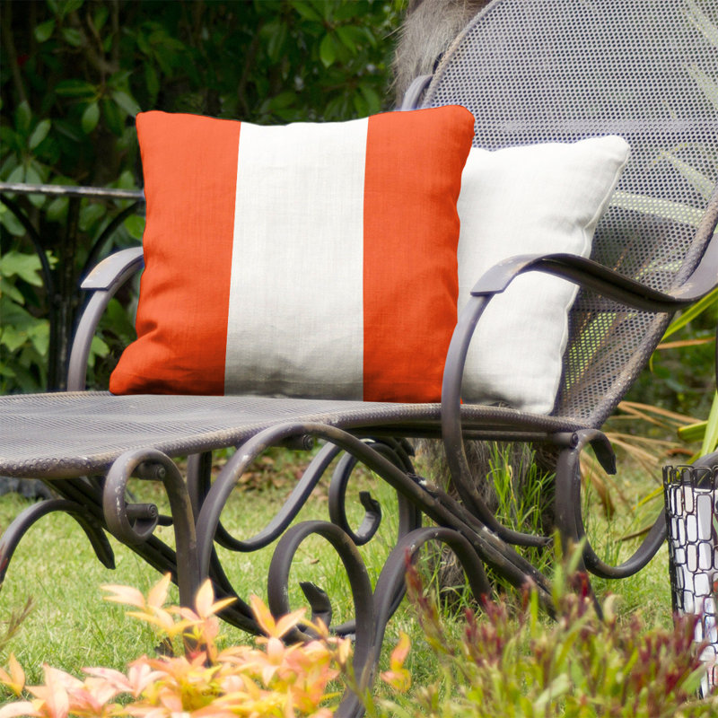Coussin décoratif, 20 po x 20 po, Orange / blanc, Polyester / bourre de polyester