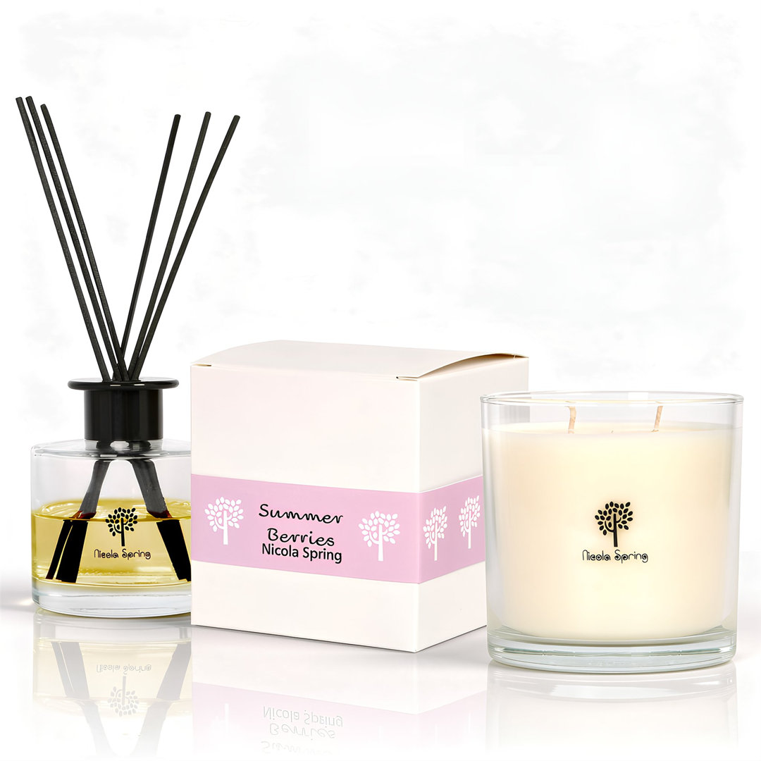 Nicola Spring Summer Berries Candle & Diffuser Set - 400g Jar & 200ml Diffuser