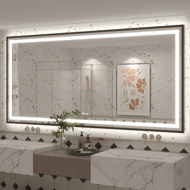 Miroir de salle de bain Molly Framelss, 84 po x 40 po, Noir