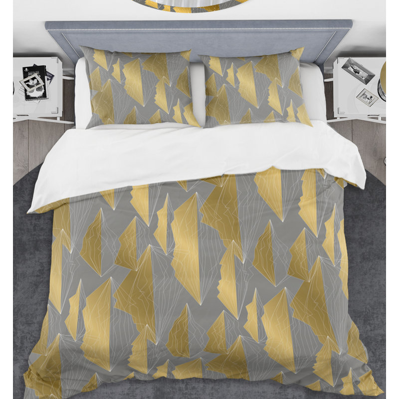 Ensemble de housse de couette polygon mid-century, Housse simple + 1 taie décorative
