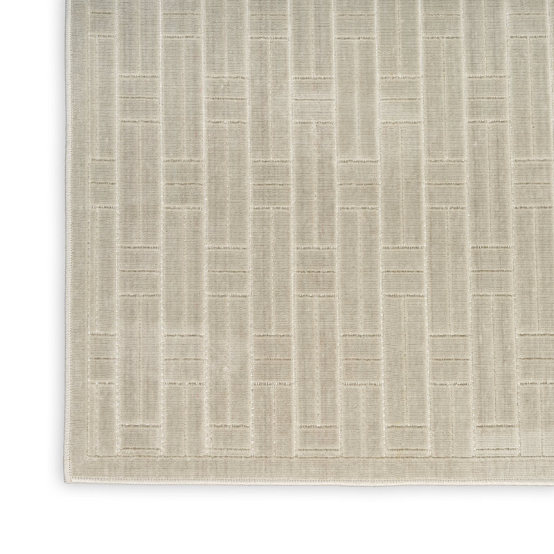 Nourison Washable Charm 2'2" x 8' Silver Ivory Modern Indoor Rug, Runner 2'2" x 8'