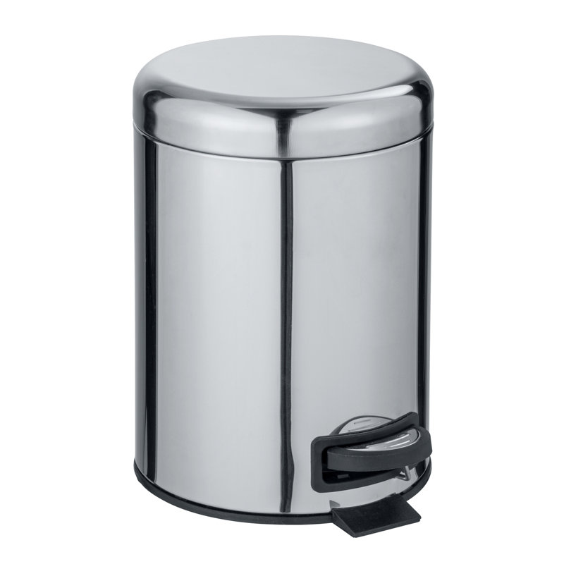WENKO Cosmetic pedal bin Leman Shiny stainless steel 5 L, 5L, Grey
