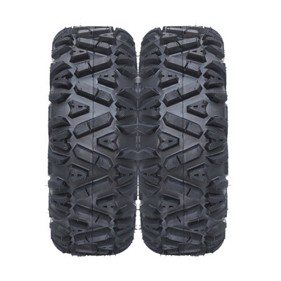 Ensemble de 2 pneus tout-terrain 27x11-12 6pr Tubeless ATV Utv, 16mm de profondeur - Pneus tout-terrain en caoutchouc robustes pour sentier de boue à quatre roues