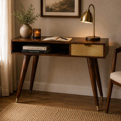 Sunrise Gold Carved Writing Desk