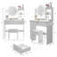 Table de coiffeuse à miroir DEL avec tabouret rembourré, 2 prises d'alimentation CA + 2 prises USB, luminosité réglable et rangement multicouche-879616606