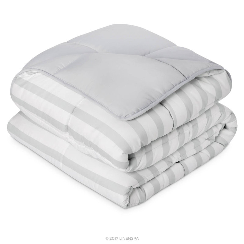  Édredon en polyester, Gris clair / blanc
