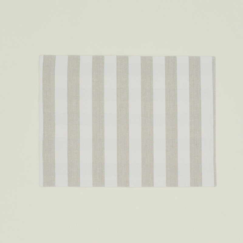Essential Striped Placemat - Set Of 4, Ivory/Flax