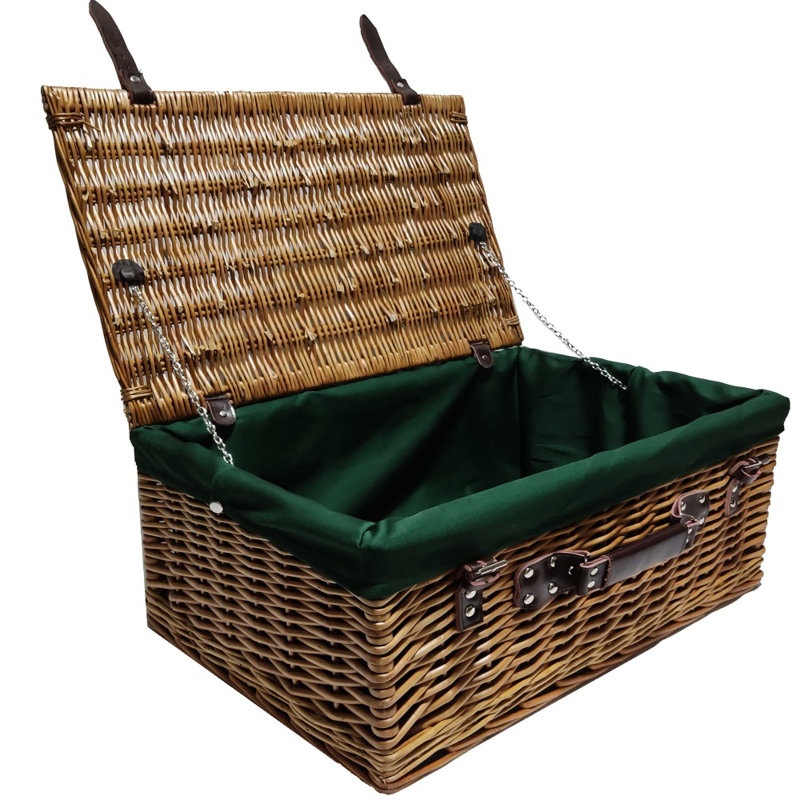 Wicker Laundry Hamper, Brown/Green