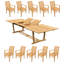 Ensemble de salle à manger 9 pièces en bois de teck de qualité A: table de chevet rectangulaire à double extension de 118 po et 8 chaises à accoudoirs empilables # 11MS2508-112322388