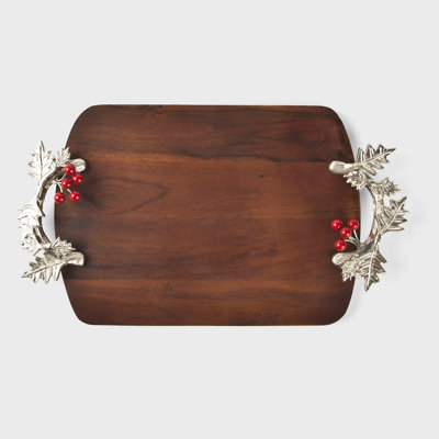  Silver Holly Platter, Brown