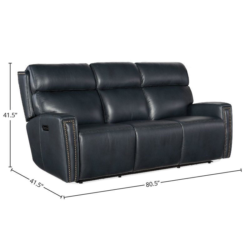 Canapé électrique avec appui-tête électrique et console cachée MS ZeroG, Cuir véritable noir