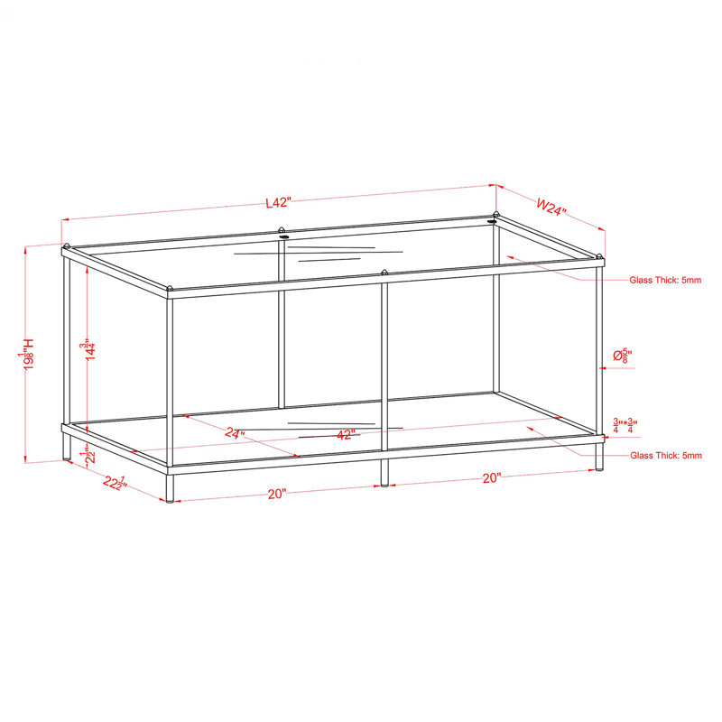 Table basse avec rangement Florentine, Rouge