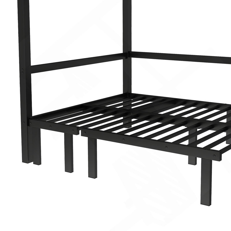 Lit superposé fonctionnel en métal avec rails de sécurité sur le lit supérieur, idéal pour une chambre à coucher flexible et un sommeil confortable