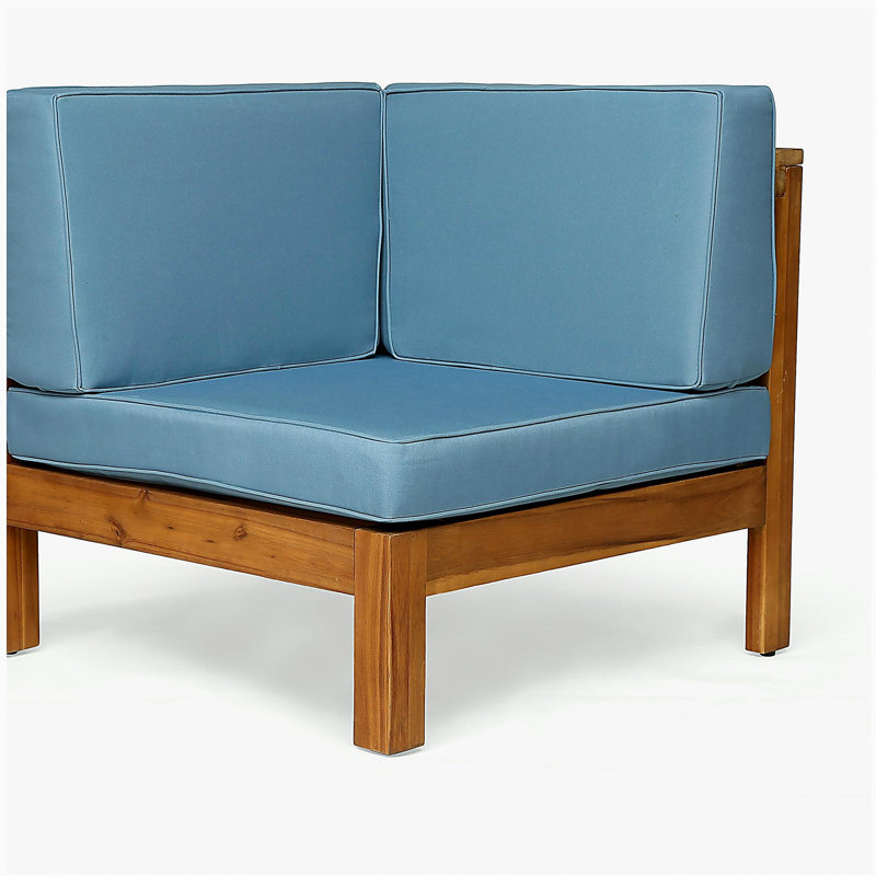 OANA - 3-PIECE SOFA SET, DARK GREY, Blue Cushion/Teak Frame