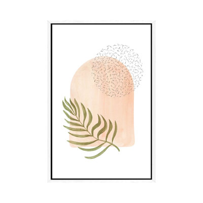 Peachy Tone Arch And Palm Leaf by Whales Way - Painting on Canvas