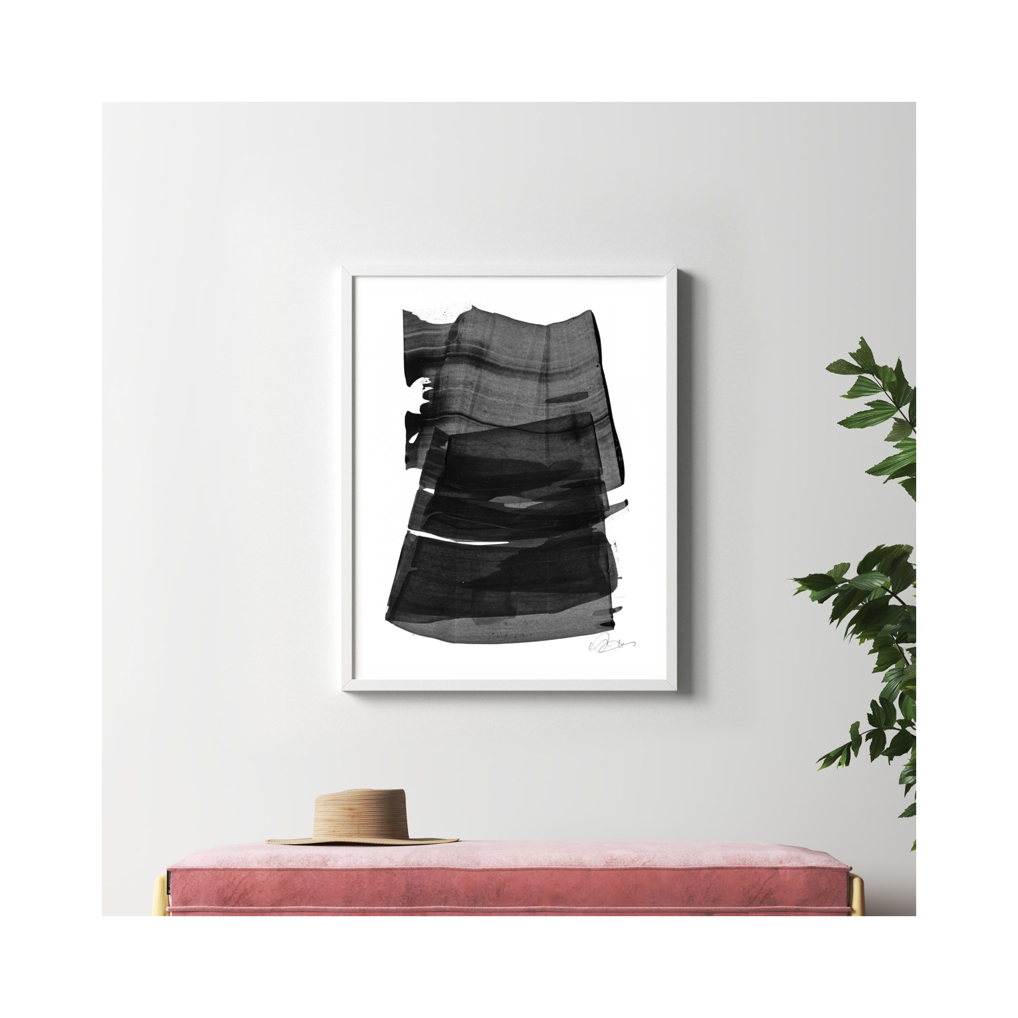 Brushstroke 2 by Jacques Pilon, White, 38" H x 30" W x 1.25" D