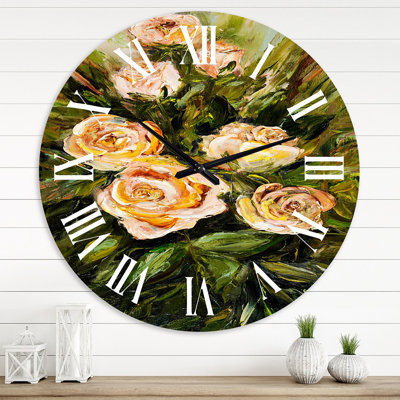 Quatre roses roses VIntage - Horloge murale traditionnelle