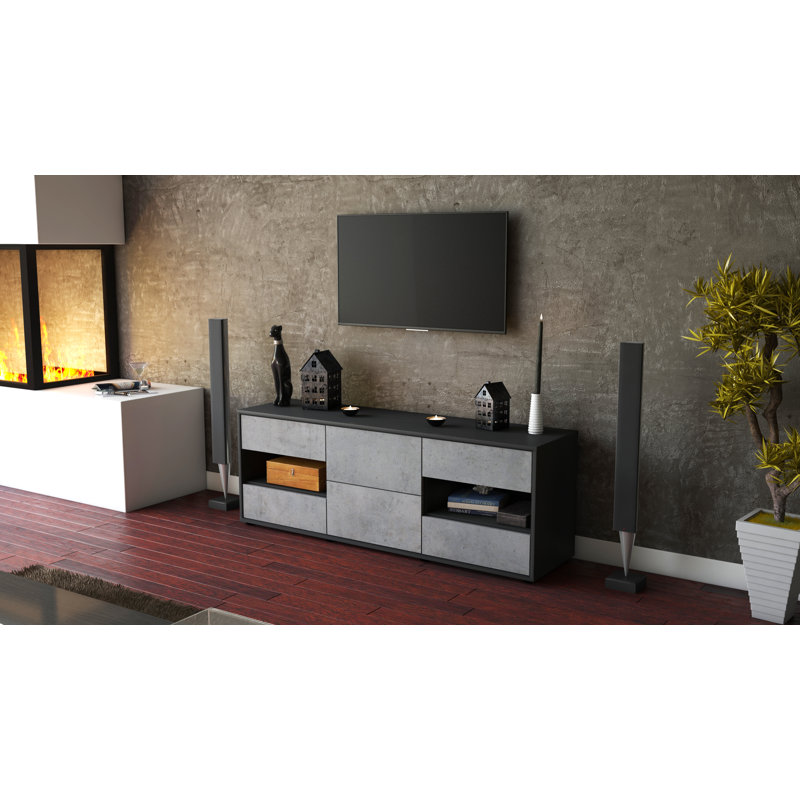 Ybanez TV Stand, Concrete / Matte Anthracite