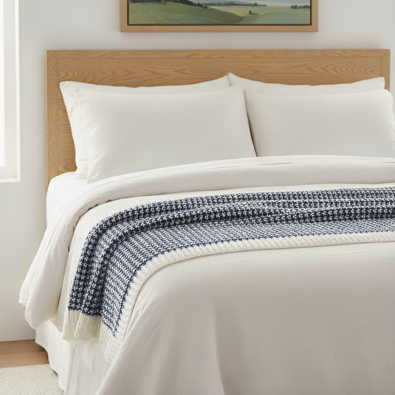 Keil Plastic / Acrylic Knitted Throw Blanket, Navy