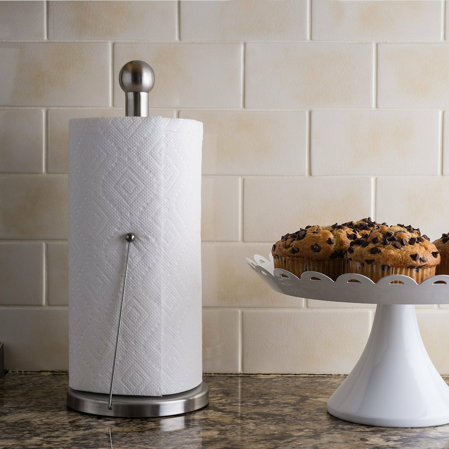 Standing Paper Towel Holder Tension Arm Paper Towel Holder Stainless Steel  Singl