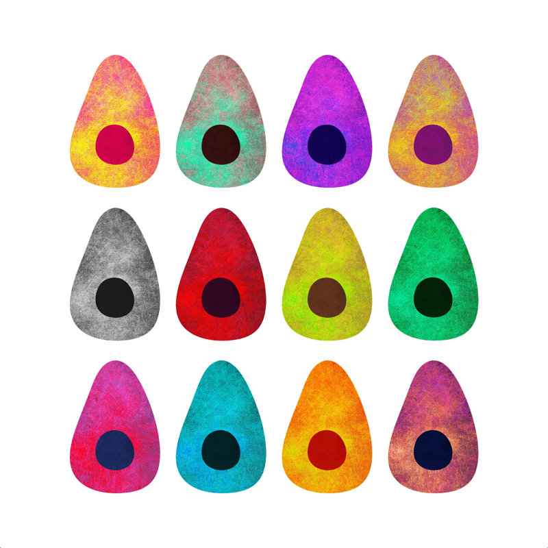Avocat coloré, H 12 po x l 12 po, Non, Toile tendue