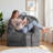 Corduroy Convertible Folding Bean Bag Sofa Bed,Floor Sleeper Couch with Handle-1616901000