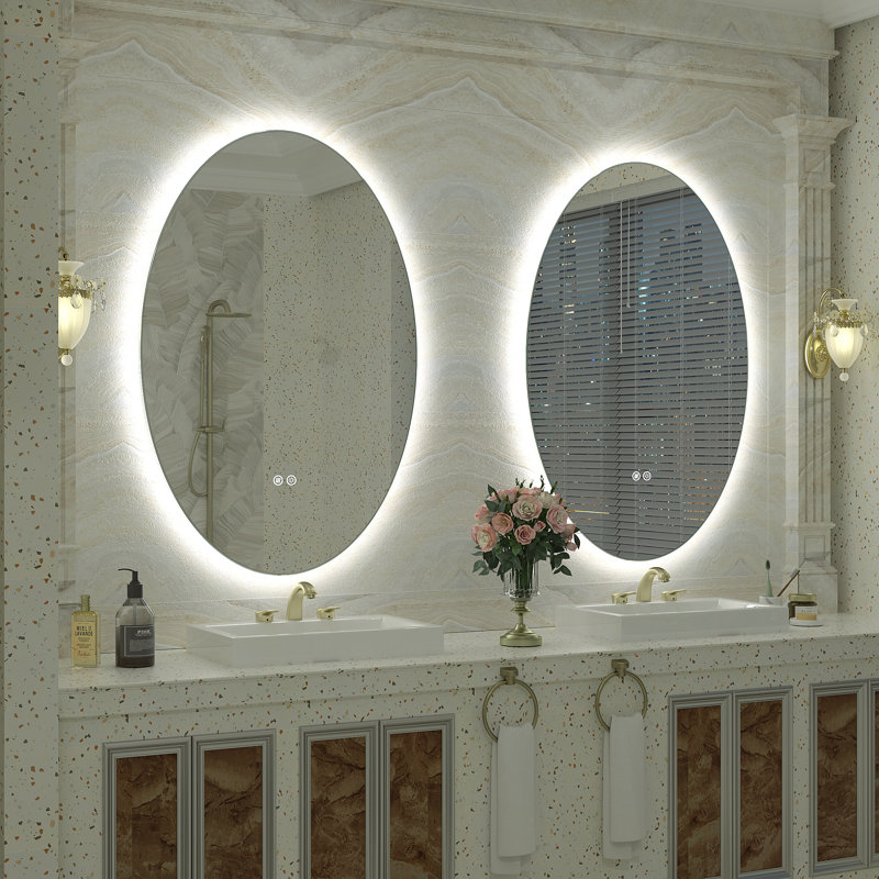 Wayfair Basics® UL Certified LED Anti-Fog Tempered Glass Oval Bathroom/Vanity Mirror , 36" x 24"