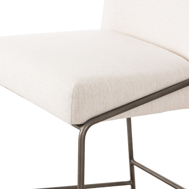 Astrud Upholstered Stool with Metal Frame, Counter Stool (25" Seat Height), Polyester Blend White