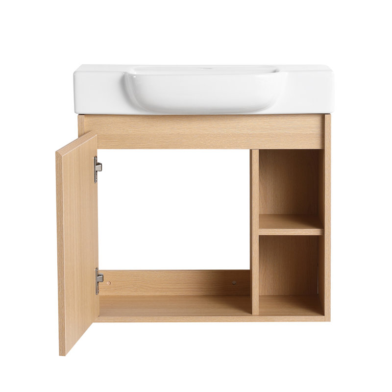 Meuble-lavabo simple 24 po avec comptoir en céramique 24 po, Beige, 24"