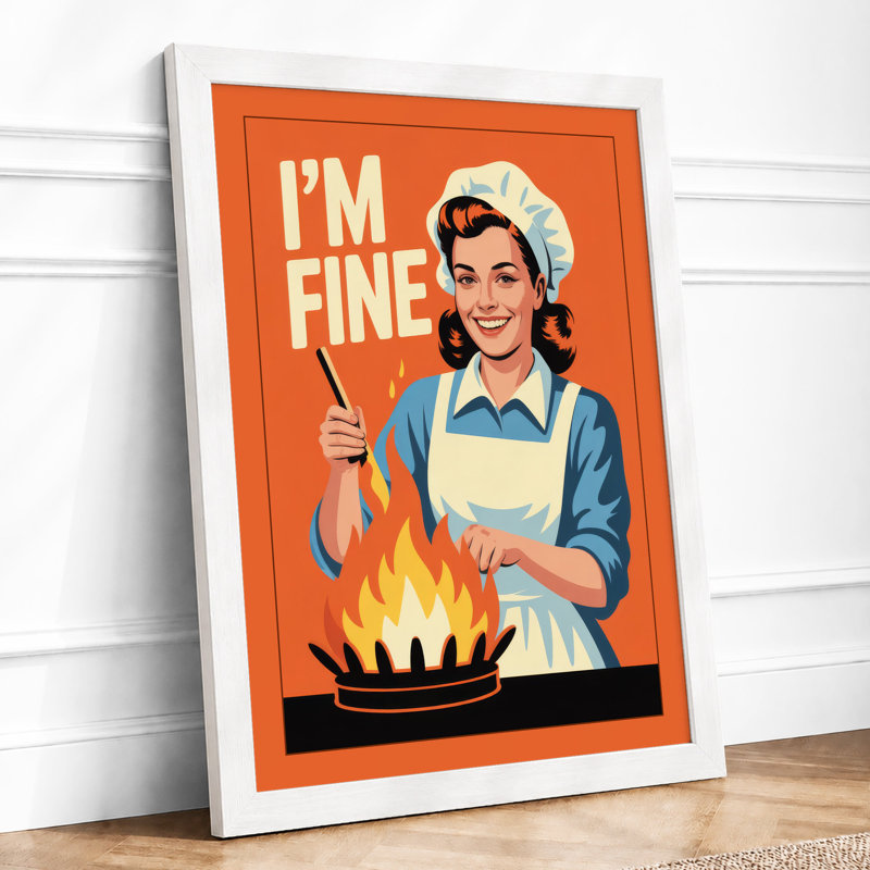 I'm Fine Retro - Framed Print, A1 - 84.1 x 59.4 cm, White