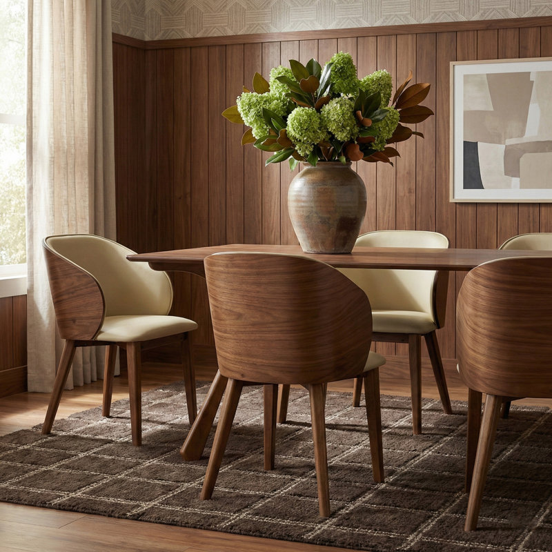 Chaise rembourrée en cuir Glenwood, Crème végétalien en cuir