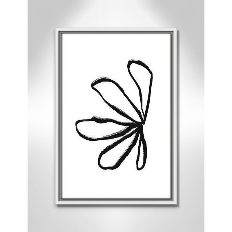 Collection de dessins au trait, pétales encadrés sur toile, H 19,5 po x l 13,5 po x P 2 po, Blanc